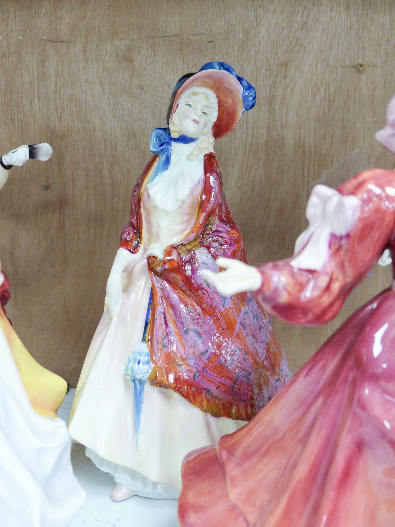 Seven Royal Doulton figurines: Carrie HN2800, Jacqueline HN2000, For You HN3754, Diana Princess of Wales HN5061, Belle HN3703, Patricia HN3365, Paisley Shawl HN1987